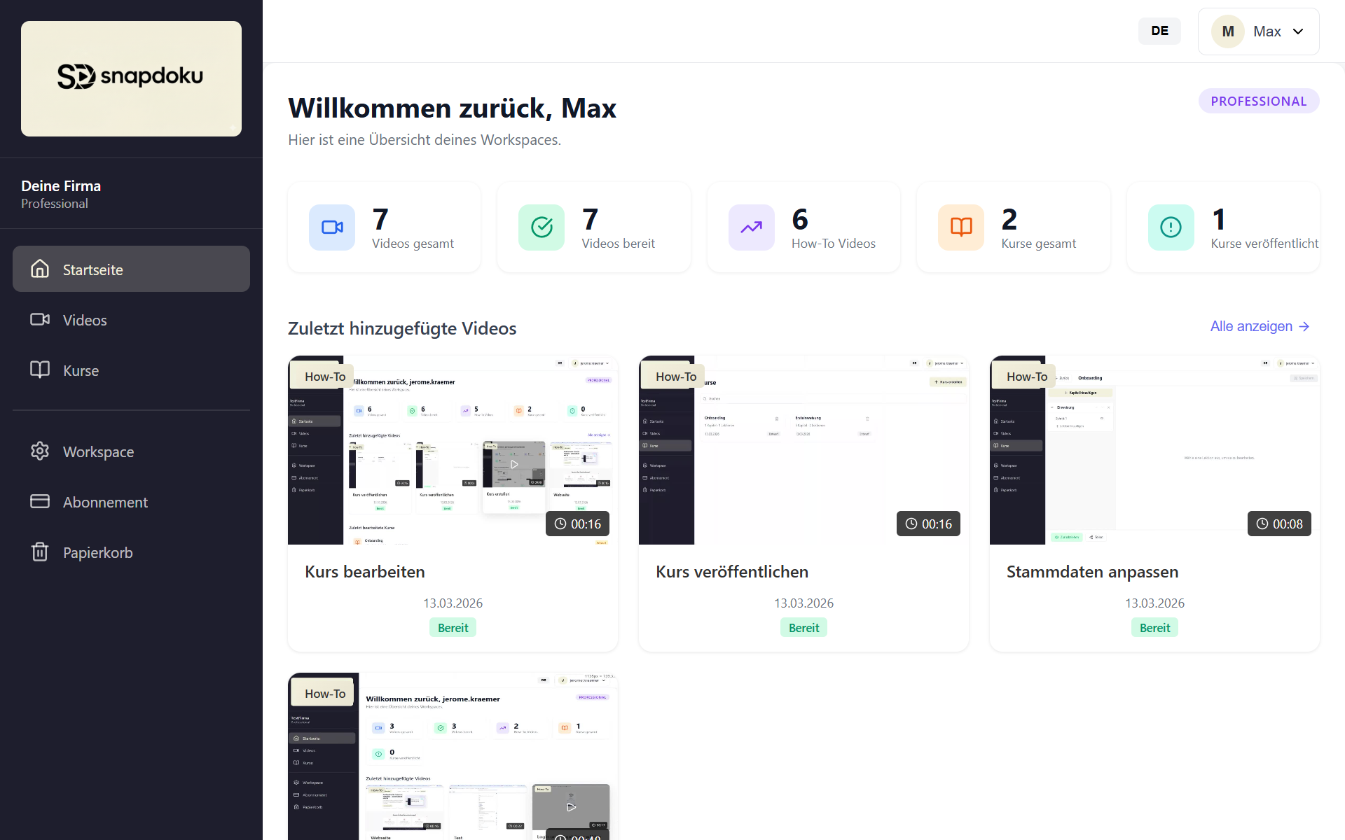 SnapDoku App Dashboard